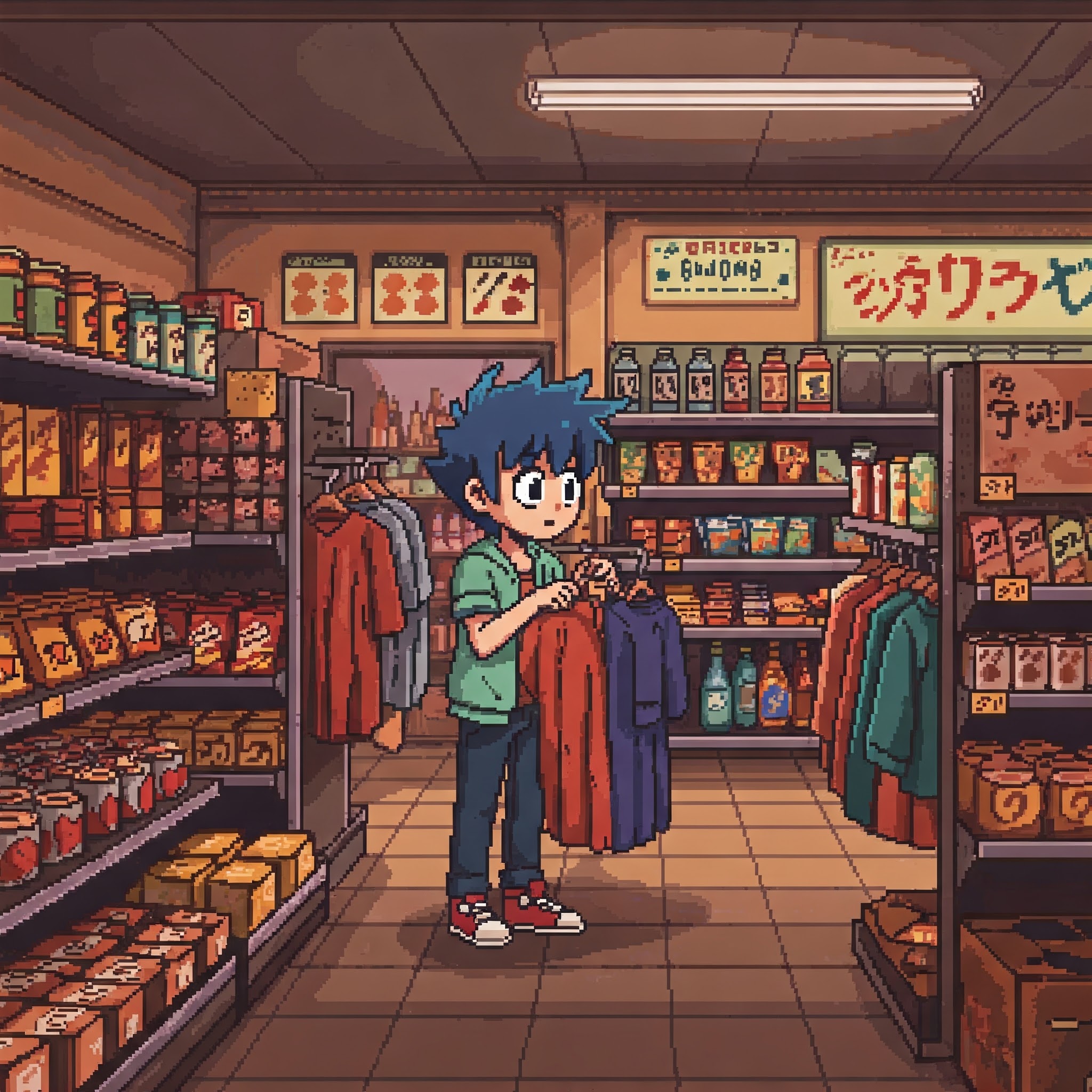 Clothes Shopping in a Convienience Store