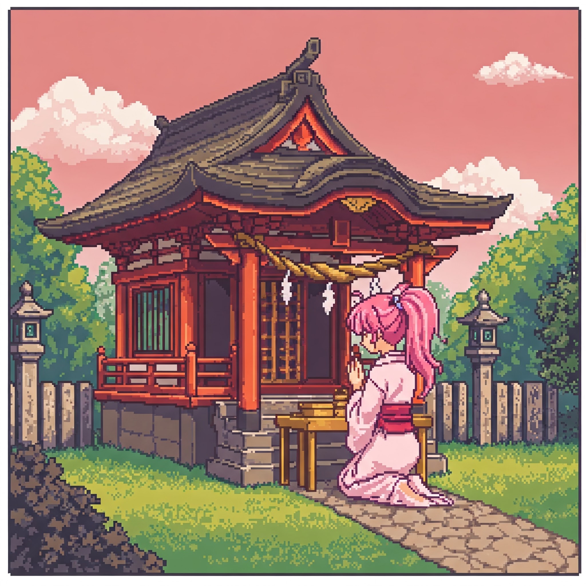 Praying at the shrine